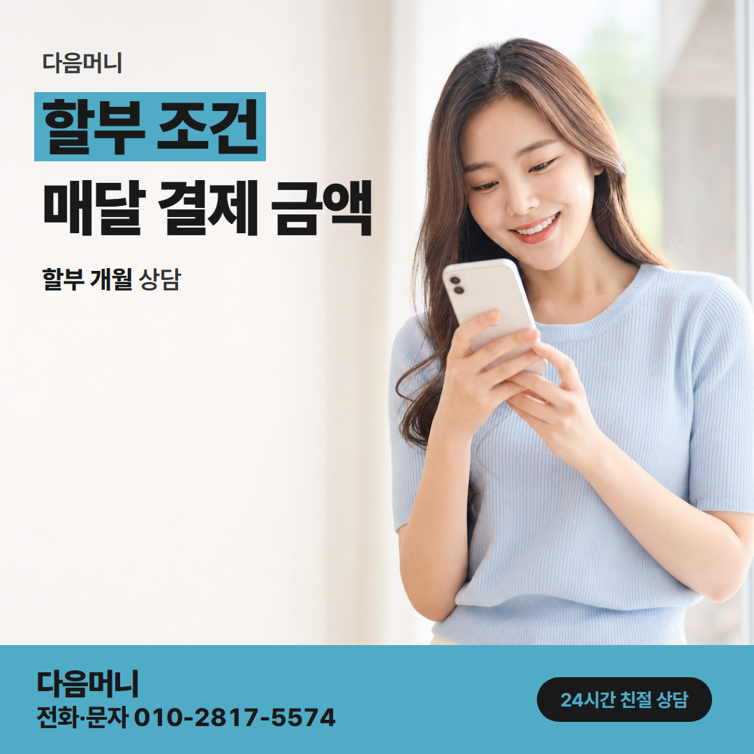 다음머니 롯데카드현금화 카드별로 다른 할부 개월 기준