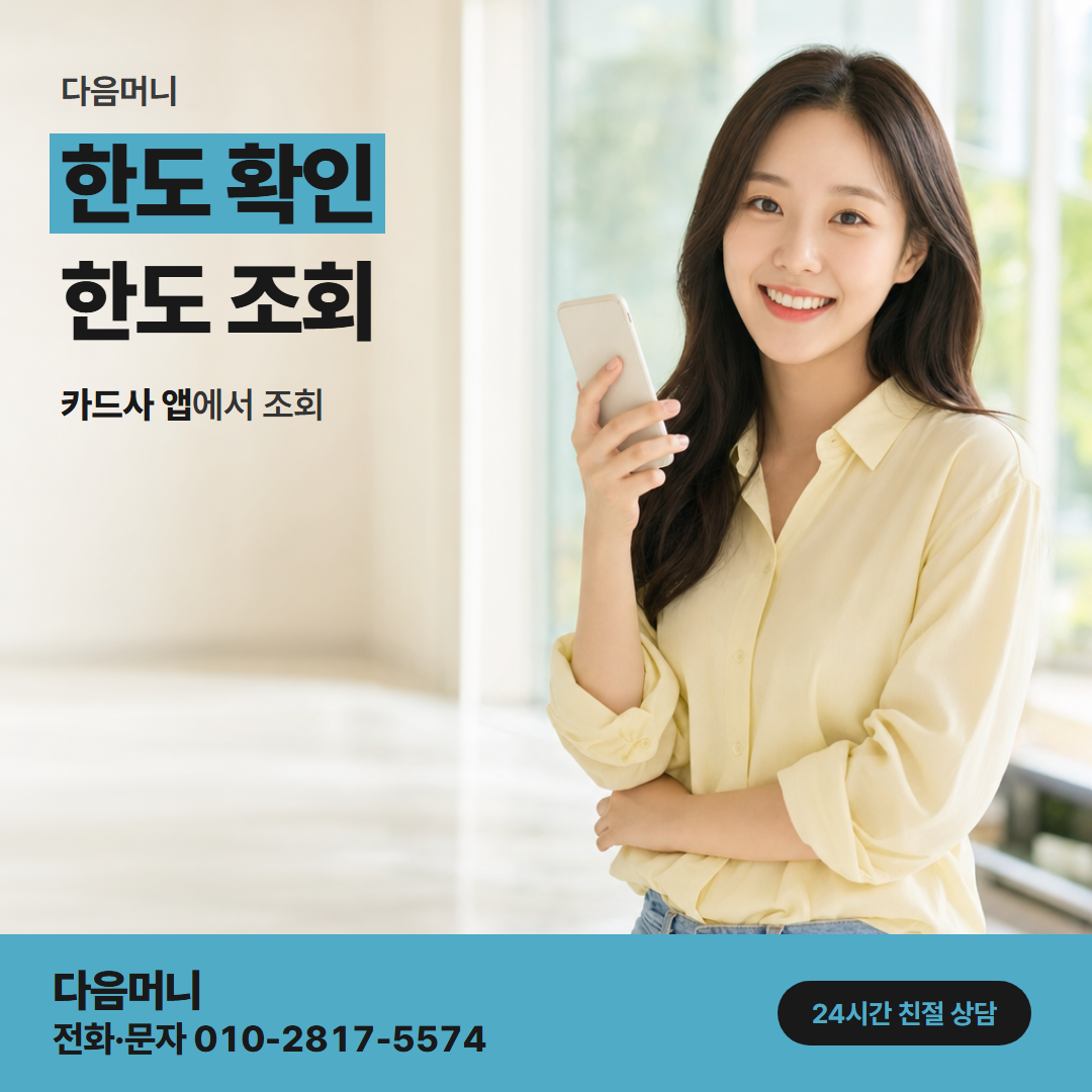 다음머니 롯데카드현금화 카드마다 따로 조회하는 남은 한도